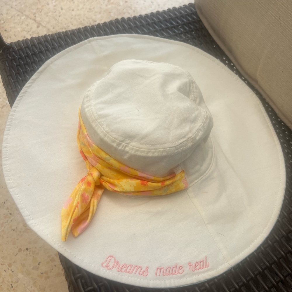 The Princess and the Frog Reversible White/Blue Sun Hat with Floral Scarf